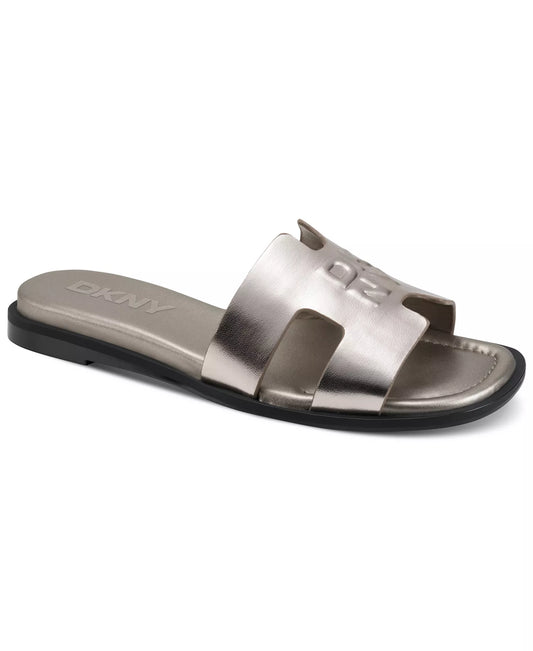 DKNY Women's Columba Slide Flat Sandals in Champagne Metallic