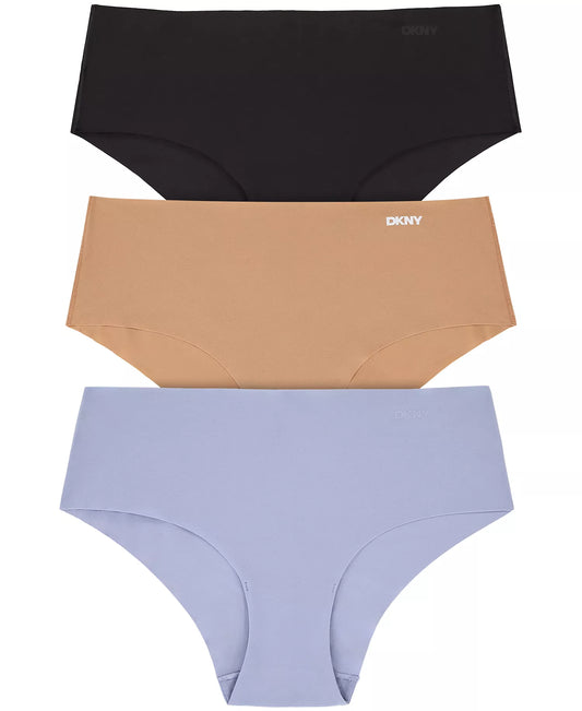 DKNY Women's 3-Piece Litewear Cut Anywear Hipster Underwear in the Black/Glow/Eventide