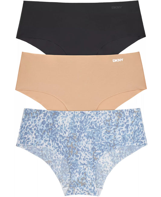 DKNY Women's 3-Piece Litewear Cut Anywear Hipster Underwear in the Black/Glow/Wild Surface