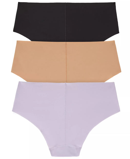 DKNY Women's 3-Piece Litewear Cut Anywear Hipster Underwear in the Black/Glow/Lavenderfields