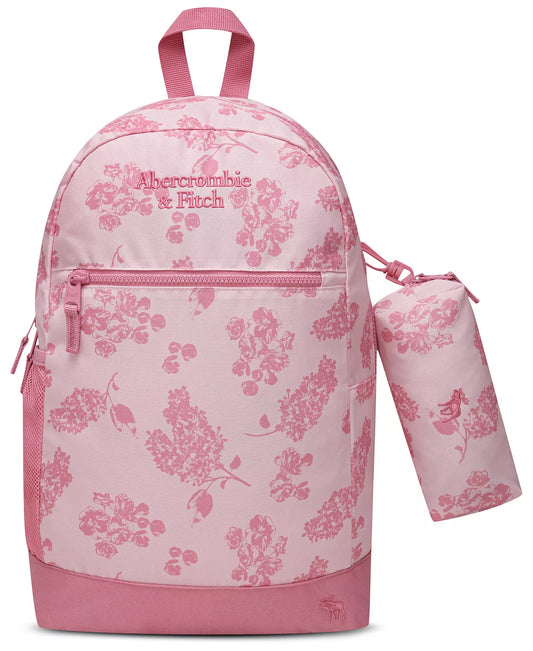 Abercrombie Kids Boys' and Girls' Pencil Bag and Backpack (in Summer Blooms Pink)