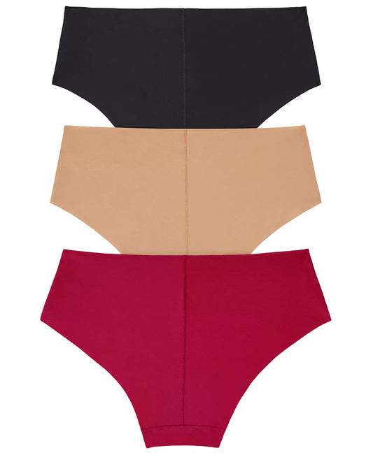 DKNY Women's 3-Piece Litewear Cut Anywear Hipster Underwear in the Black/Glow/Berry