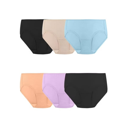 Fruit of the Loom Women's Breathable Cooling Stripes Brief Underwear (6-Pack)