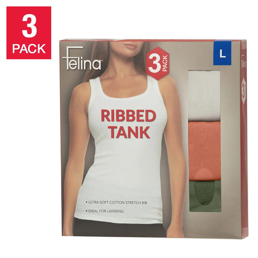 Felina Ladies' Ribbed Tank, 3-pack
