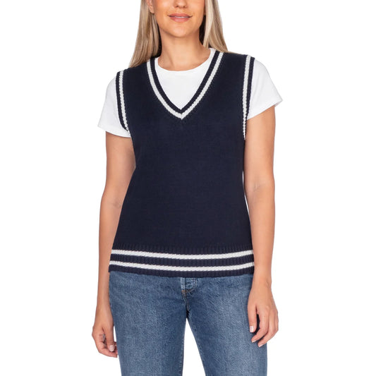 In Conversation Women's Cotton Sweater Vest - Navy