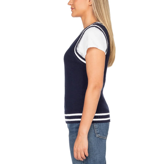 In Conversation Women's Cotton Sweater Vest - Navy