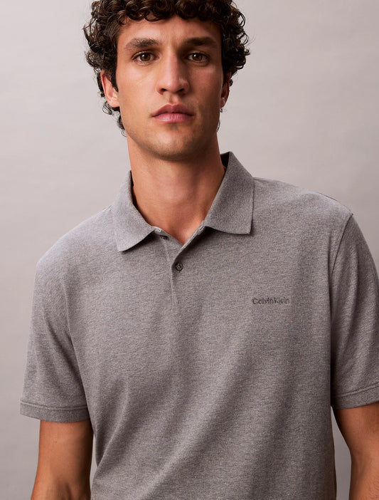 Calvin Klein Liquid Touch Polo Shirt | Medium Grey Heather