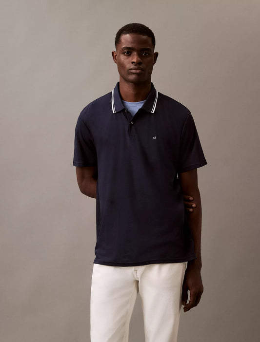 Calvin Klein Liquid Touch Tipped Collar Polo Shirt | Dark Sapphire