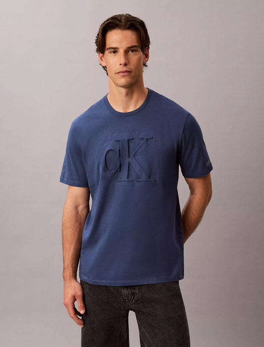 Calvin Klein Embossed Monogram Classic T-Shirt in the color Dark Denim