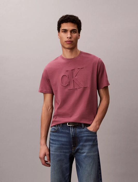 Calvin Klein Embossed Monogram Classic T-Shirt in Renaissance Rose