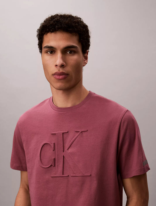 Calvin Klein Embossed Monogram Classic T-Shirt in Renaissance Rose