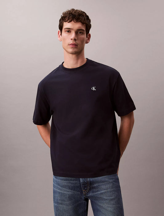 Calvin Klein Monogram Logo Relaxed Crewneck T-Shirt in Dark Sapphire