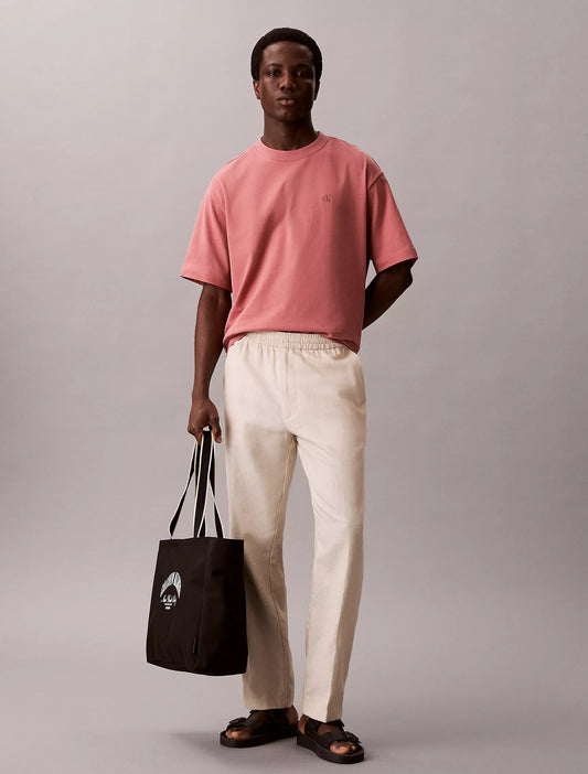 Calvin Klein Embroidered Monogram Logo Relaxed T-Shirt in Light Mahogany
