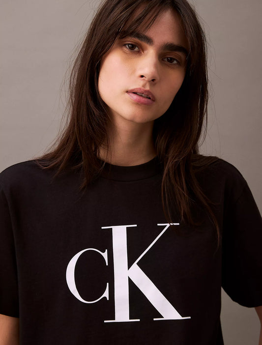 Calvin Klein Women Monogram Logo Boxy T-Shirt - Black Beauty
