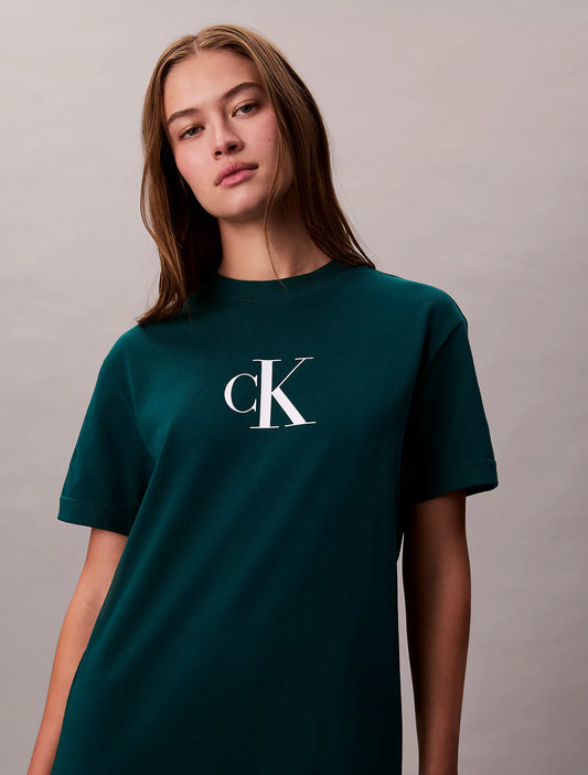 Calvin Klein Monogram Logo Jersey T-Shirt Dress - Maya Green