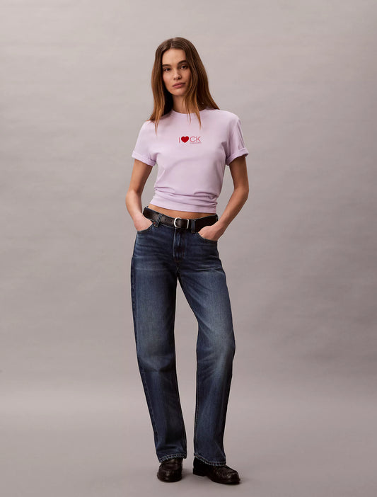 Calvin Klein Women's Heart Logo Classic T-Shirt in Island Lilac