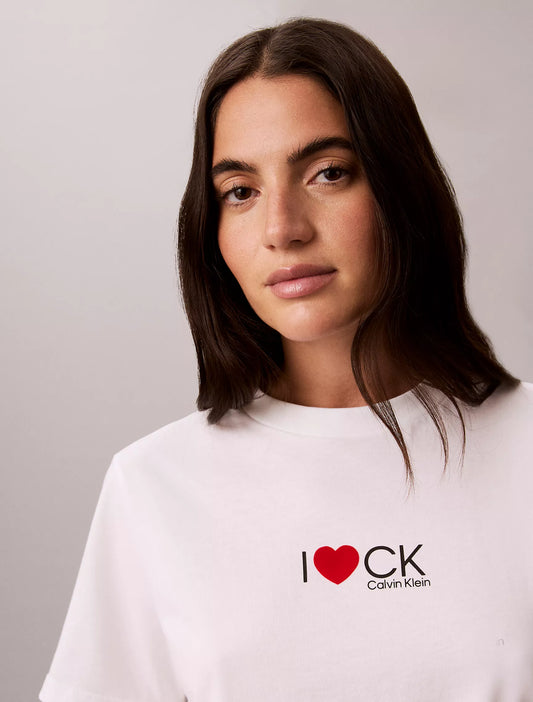 Calvin Klein Women's Heart Logo Classic T-Shirt in Bright White