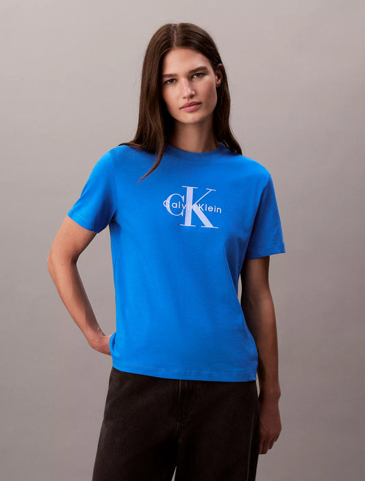 Calvin Klein Monologo Tee in Cobalt Blue