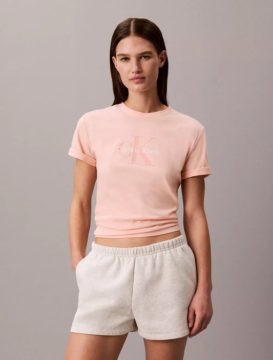 Calvin Klein Monologo Tee in Pop Orange