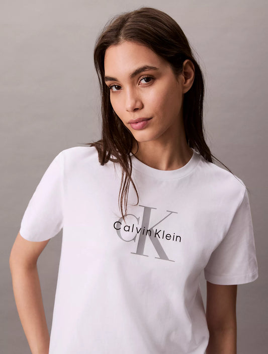 Calvin Klein Monologo Tee in Brilliant White