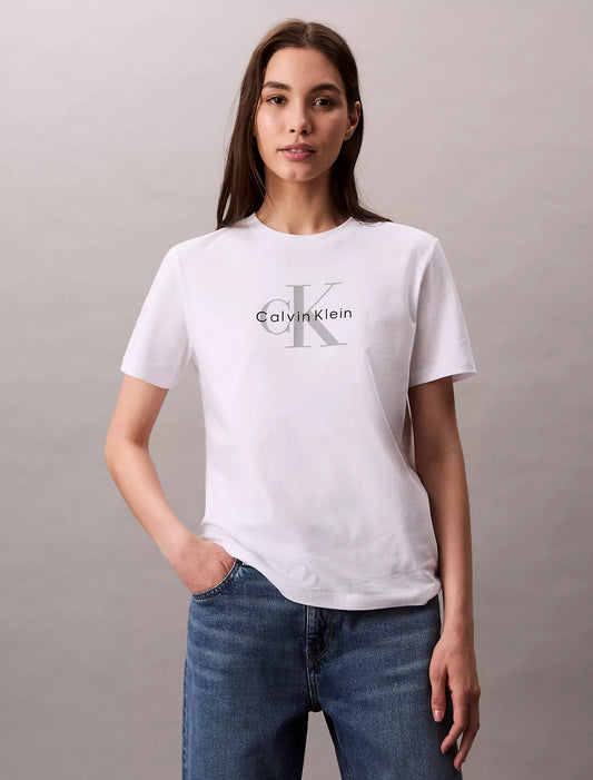 Calvin Klein Monologo Tee in Brilliant White