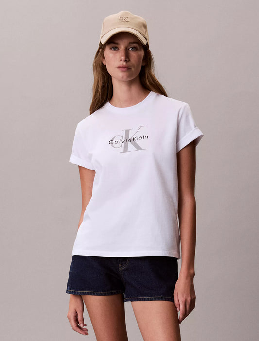 Calvin Klein Monologo Tee in Bright White