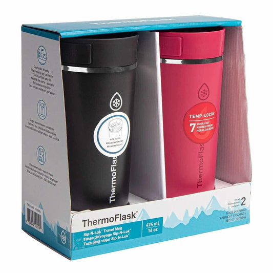 ThermoFlask 16oz. Coffee Travel Mug with Sip-N-Lock Lid, 2-pack