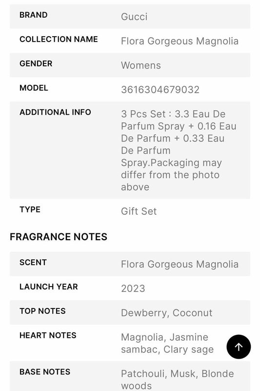 Gucci Ladies Flora Gorgeous Magnolia Gift SetFragrances( 3616304679032 )