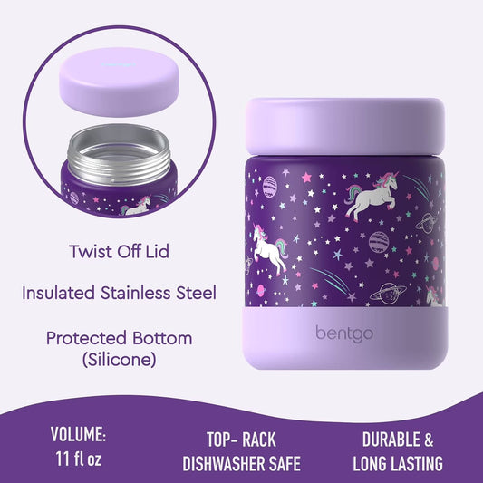 Bentgo Kids 2-Pack Stainless Steel Food Jar (Unicorns design)
