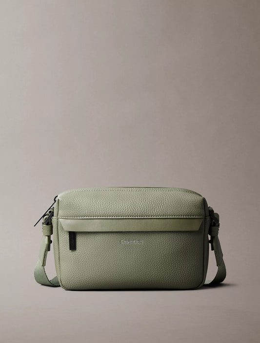 Calvin Klein Pebbled Camera Bag in Deep Lichen Green