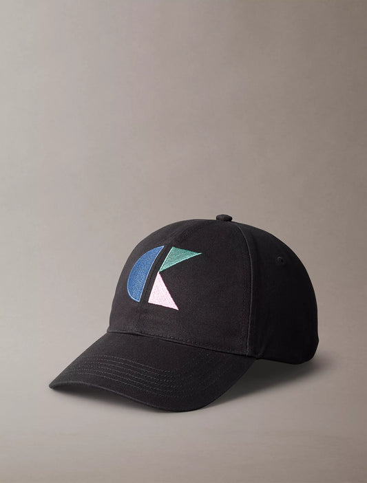 Calvin Klein Monogram Logo Block Graphic Baseball Cap in Black