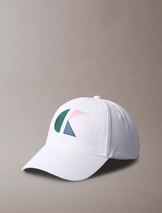 Calvin Klein Monogram Logo Block Graphic Baseball Cap in Brilliant White