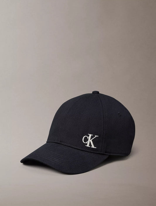 Calvin Klein Brushed Cotton Twill Logo Baseball Cap in Black