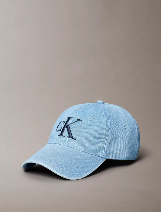 Calvin Klein Denim Monogram Cap in Vintage Denim