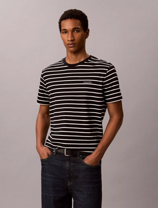 Calvin Klein Striped Liquid Touch Tee in Black