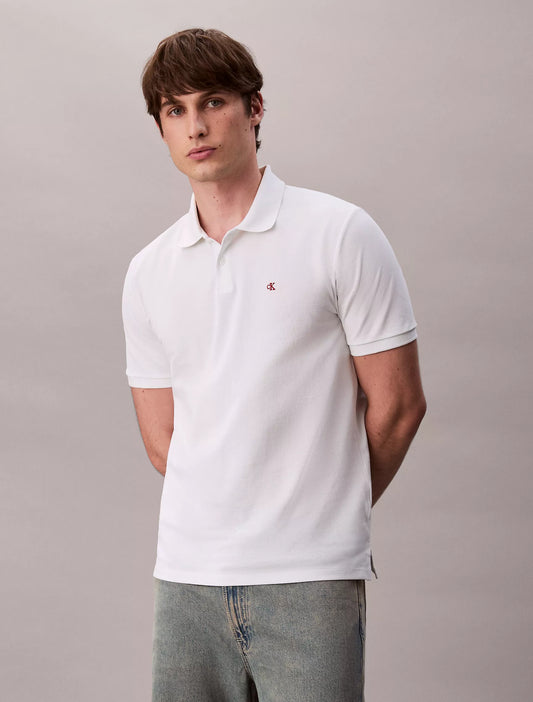 Calvin Klein Cotton Pique Classic Polo Shirt | Blanc De Blanc