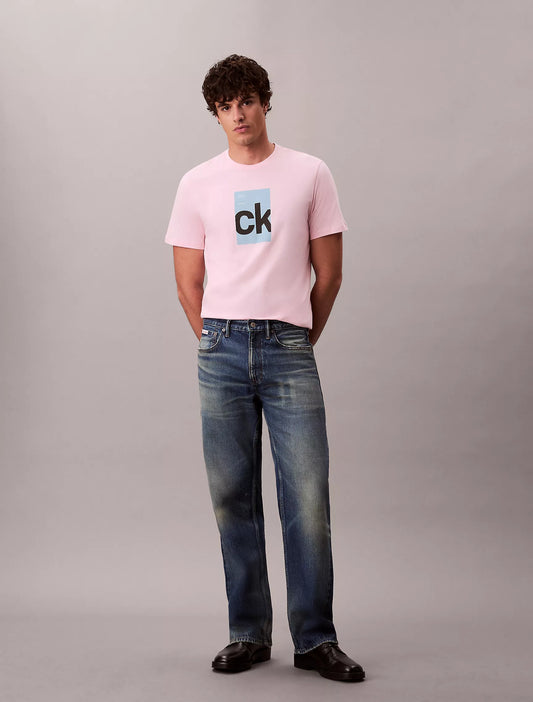 Calvin Klein Monogram Logo Center Box Graphic Classic T-Shirt - Rose Shadow