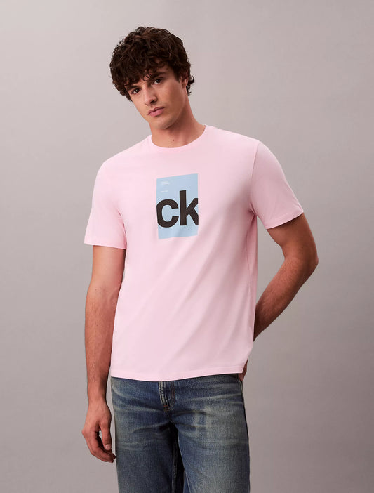Calvin Klein Monogram Logo Center Box Graphic Classic T-Shirt - Rose Shadow