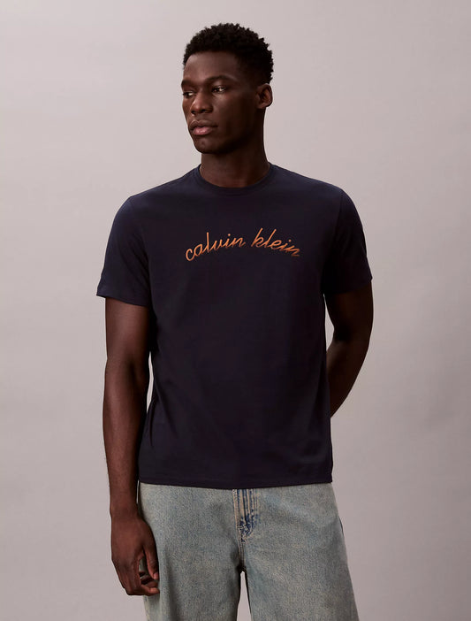 Calvin Klein Script Logo Graphic Classic T-Shirt - Sky Captain