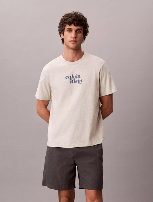 Calvin Klein 1989 Logo Graphic Relaxed T-Shirt in Grey Heather