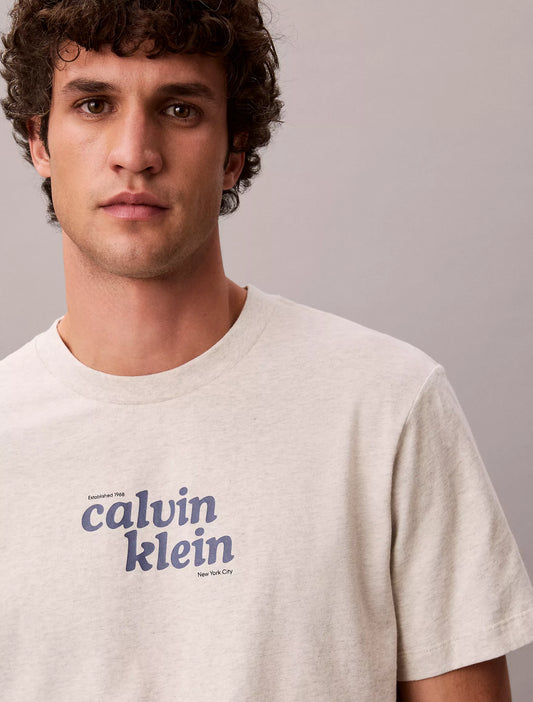 Calvin Klein 1989 Logo Graphic Relaxed T-Shirt in Grey Heather