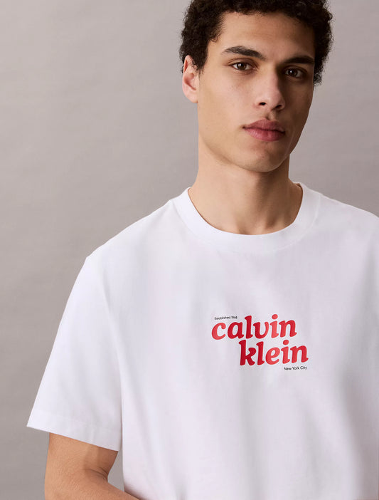 Calvin Klein 1989 Logo Graphic Relaxed T-Shirt in Bright White