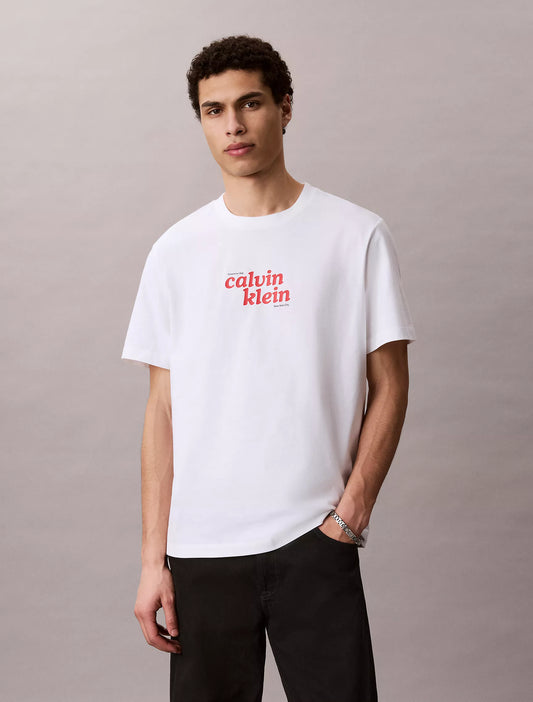 Calvin Klein 1989 Logo Graphic Relaxed T-Shirt in Bright White