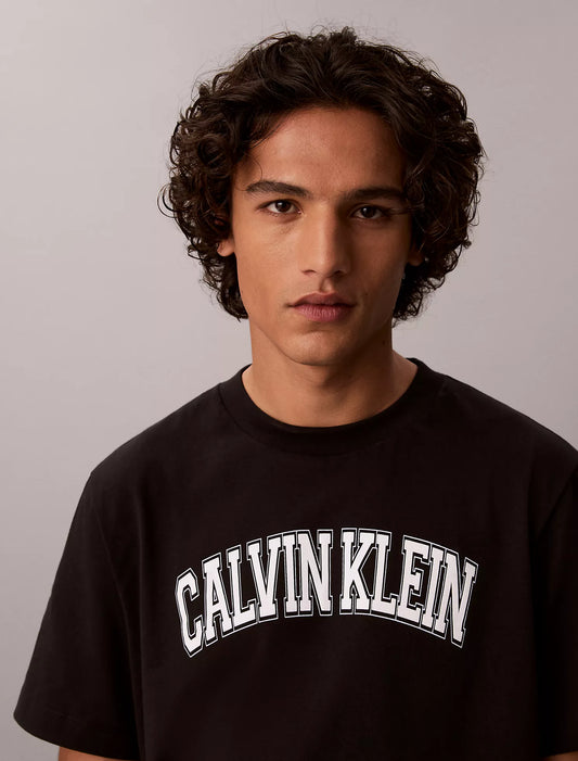 Varsity Calvin Klein Logo Tee in Black