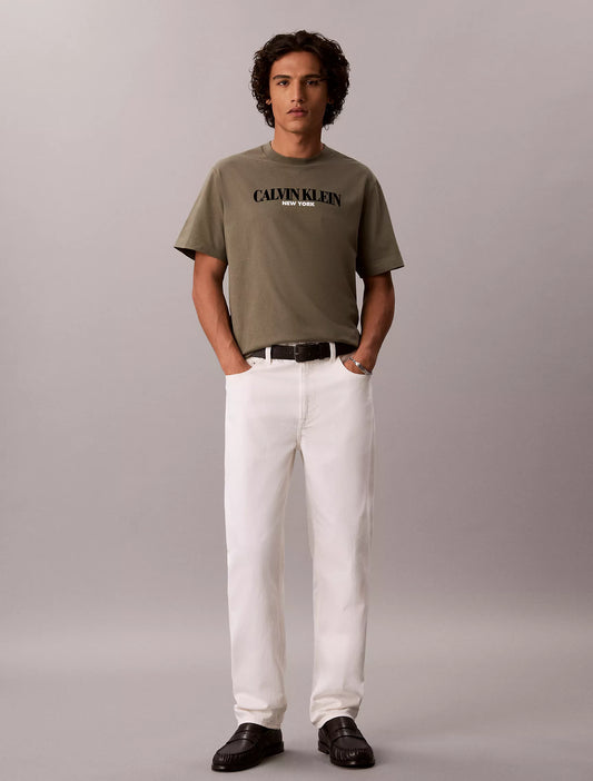 Calvin Klein Bold CKNY Logo Graphic Tee in Dusty Olive
