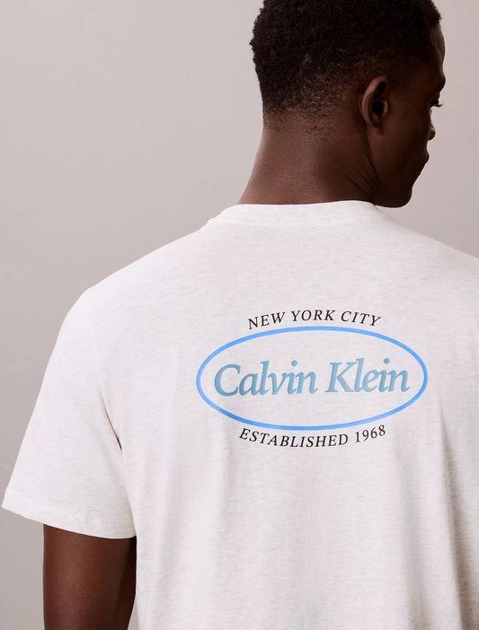 Calvin Klein Diner Graphic Logo Tee in Grey Heather