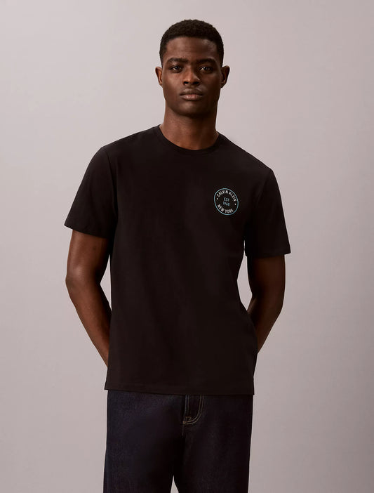 Calvin Klein Travel Stamp Graphic Logo Tee in Black