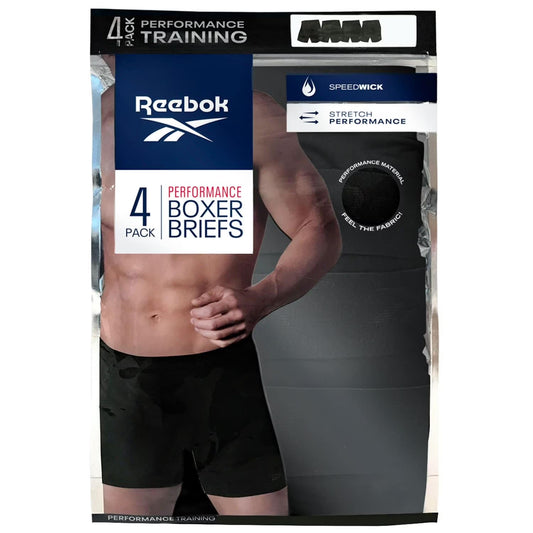 Reebok Men's 4-Pack Performance Boxer Briefs in Black
