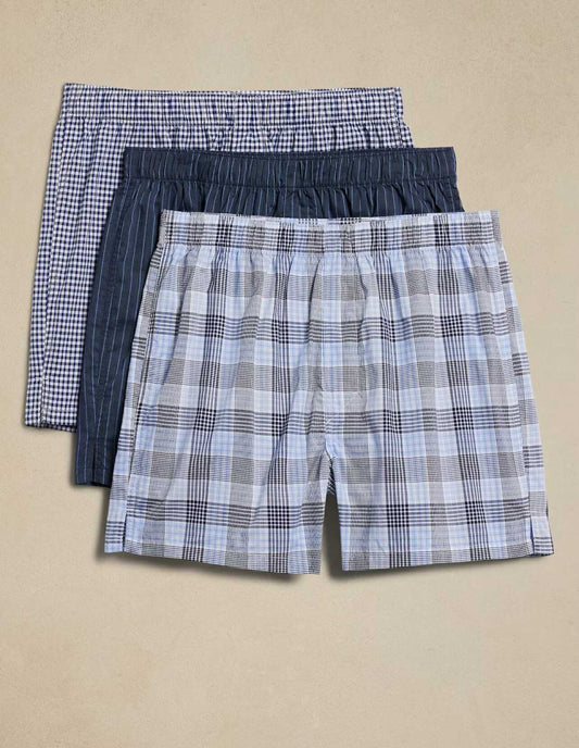 Banana Republic Cotton Boxers Patterned (3 Pack) - Blue Multi
