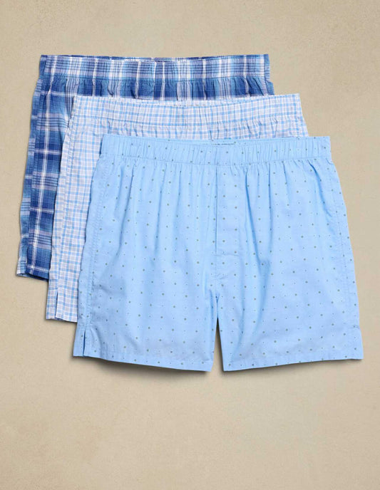 Banana Republic Cotton Boxers Patterned (3 Pack) - Light Blue